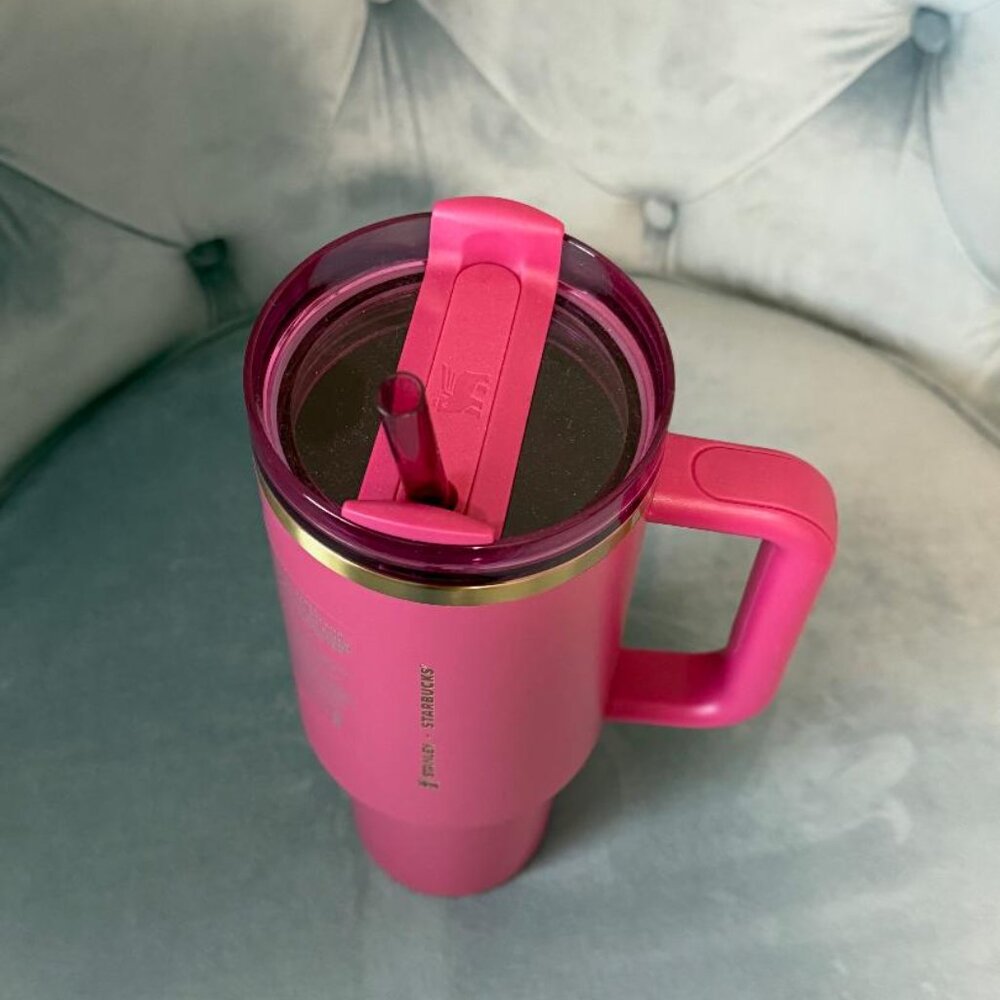 Stanley + Starbucks Pink Quencher Vacuum Cold-To-Go Cup, 40 Fl NWT - Picture 5 of 6